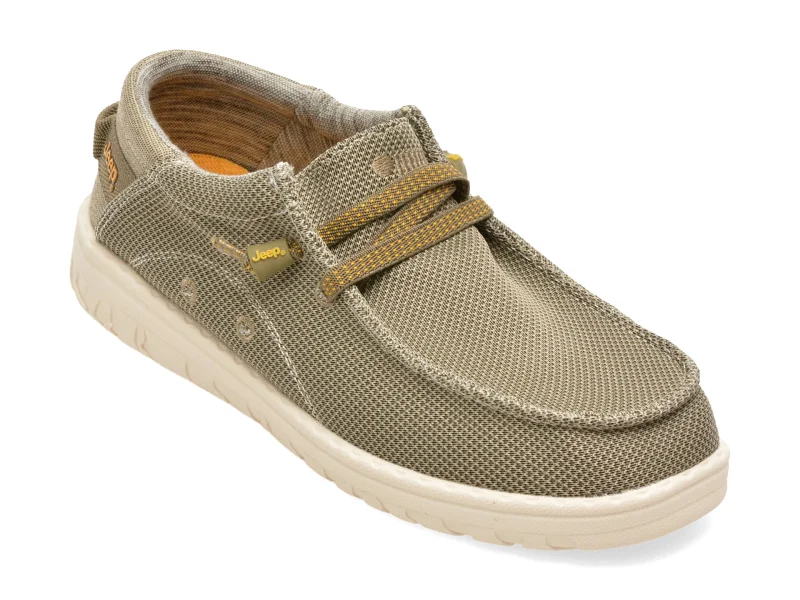 Mocasini JEEP gri, 61115, din material textil