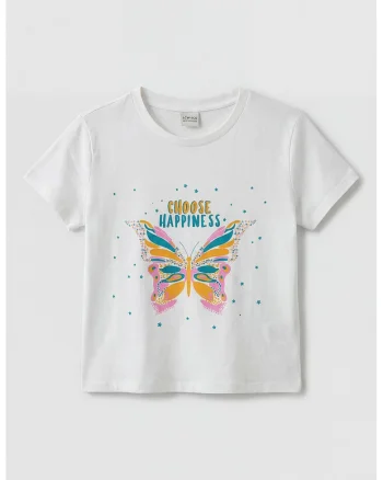 Tricou de bumbac cu imprimeu grafic, Portocaliu/Alb optic/Roz