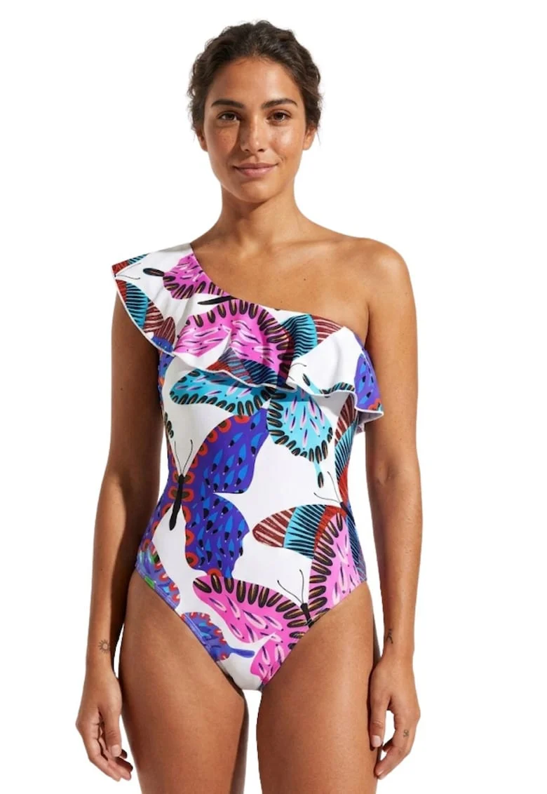Costum de baie intreg cu imprimeu fluture Ariel,