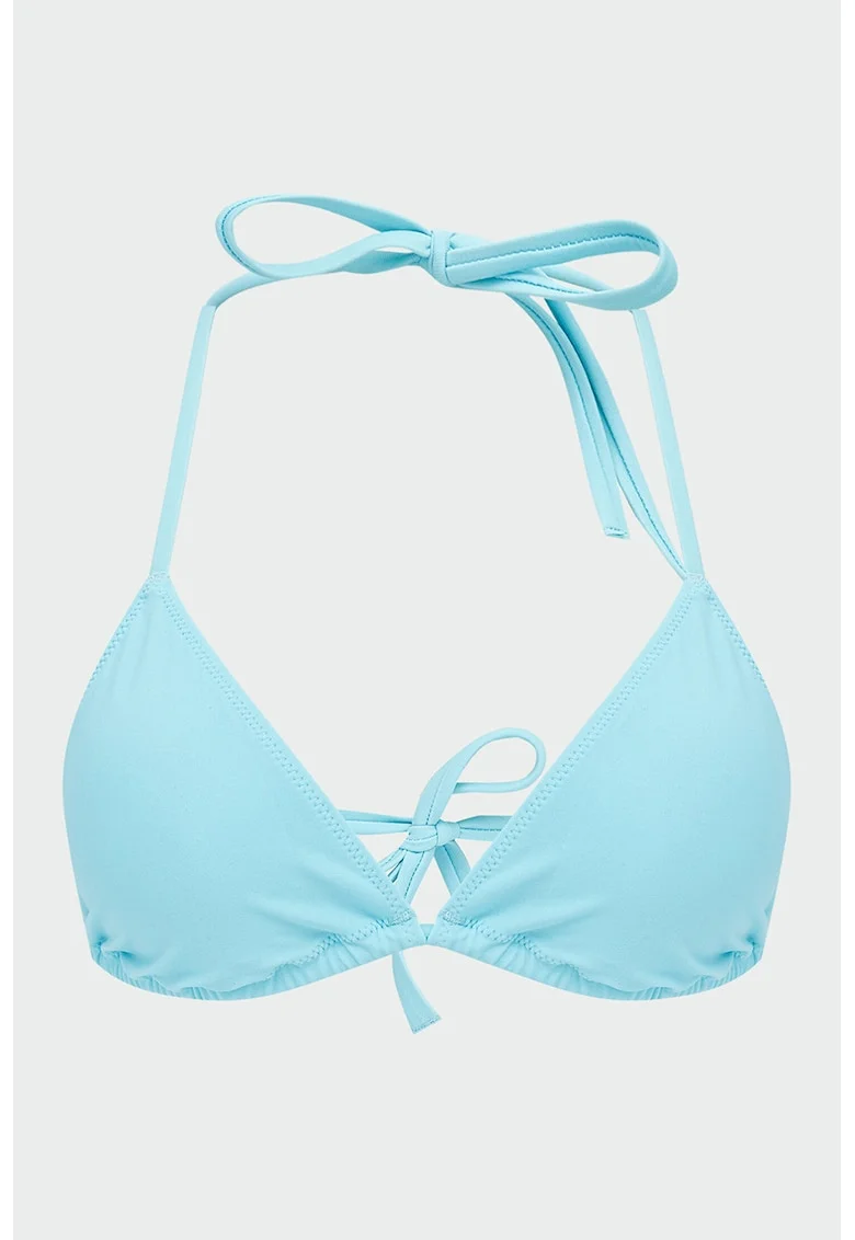 Top uni cu cupe triunghiulare, Albastru aquamarin