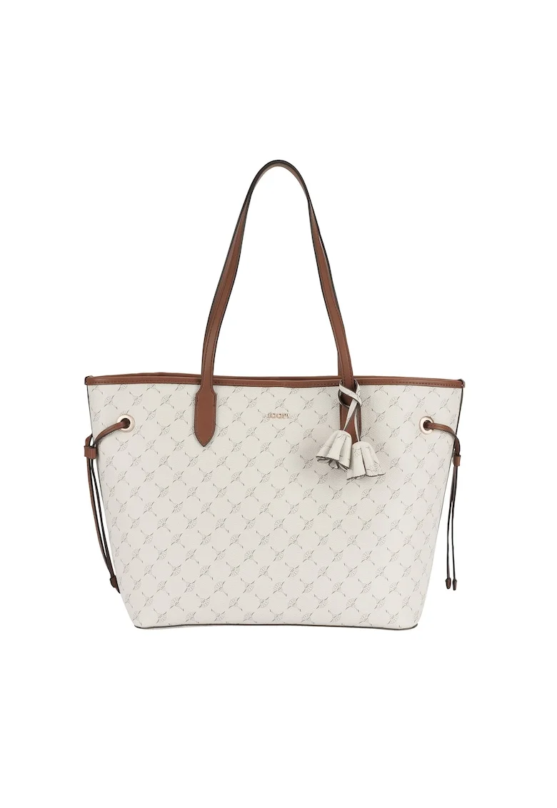 Geanta shopper de piele ecologica Lara, Alb murdar