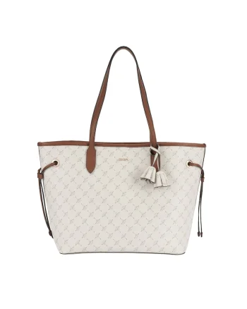 Geanta shopper de piele ecologica Lara, Alb murdar
