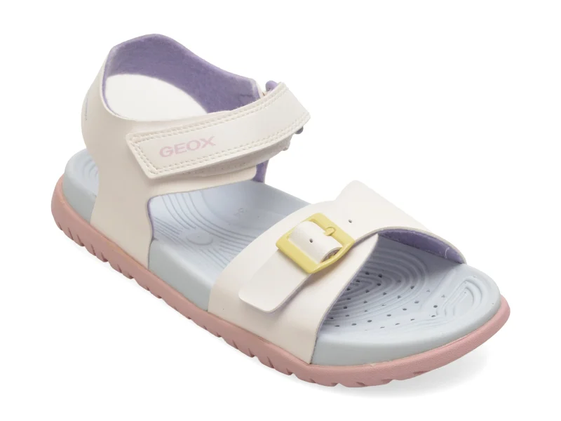 Sandale GEOX albe, J35HQA, din piele ecologica