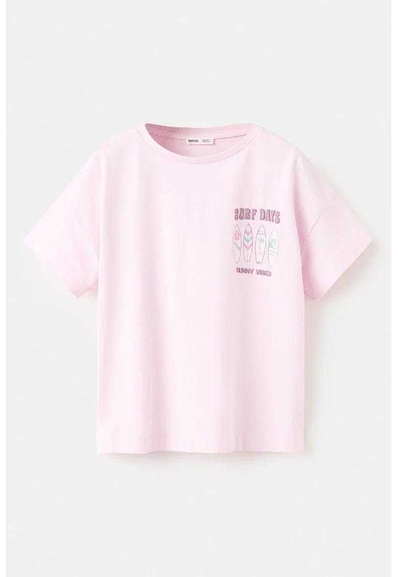 Tricou supradimensionat cu imprimeu, Roz deschis