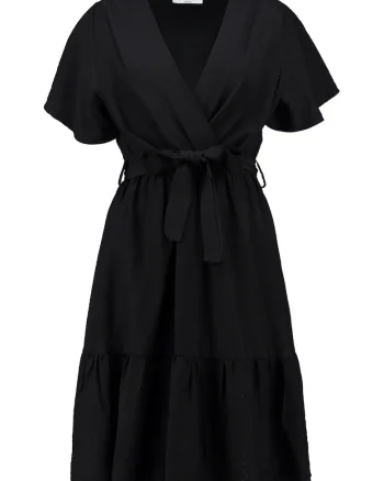Rochie scurta evazata cu maneci cu volane, Negru