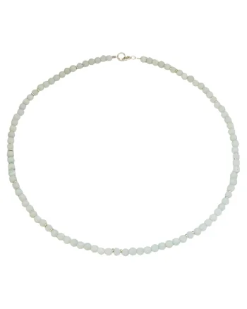 Colier din pietre de acvamarin si cristale lila cu argint 925, 41 cm