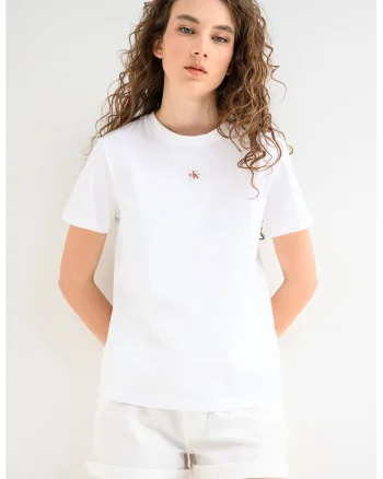 Tricou din bumbac cu aplicatie logo discreta, Alb optic
