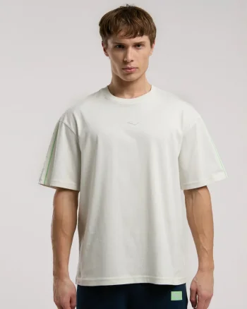 Tricou din amestec de bumbac cu decolteu la baza gatului si benzi cu logo, Gri