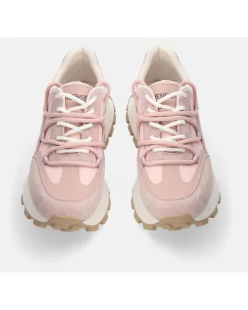 Pantofi sport din piele intoarsa cu insertii textile si talpa groasa,