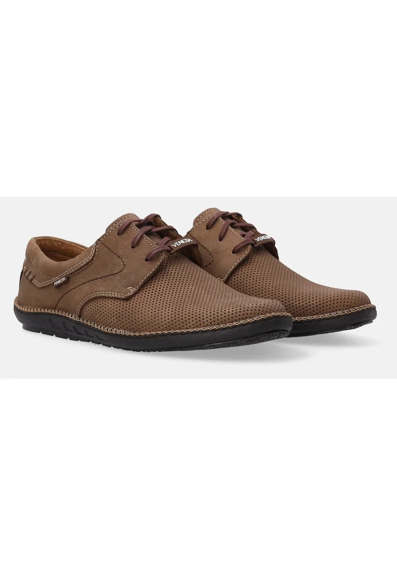 Pantofi casual cu perforatii si model uni