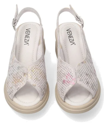 Sandale cu talpa wedge din piele intoarsa