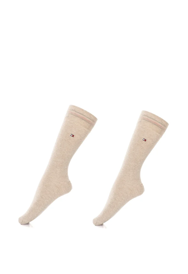 Set de sosete lungi cu logo brodat - 2 perechi, Bej