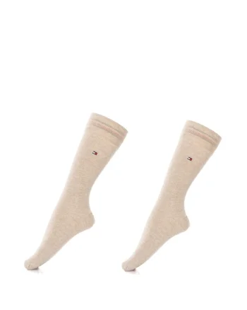 Set de sosete lungi cu logo brodat - 2 perechi, Bej
