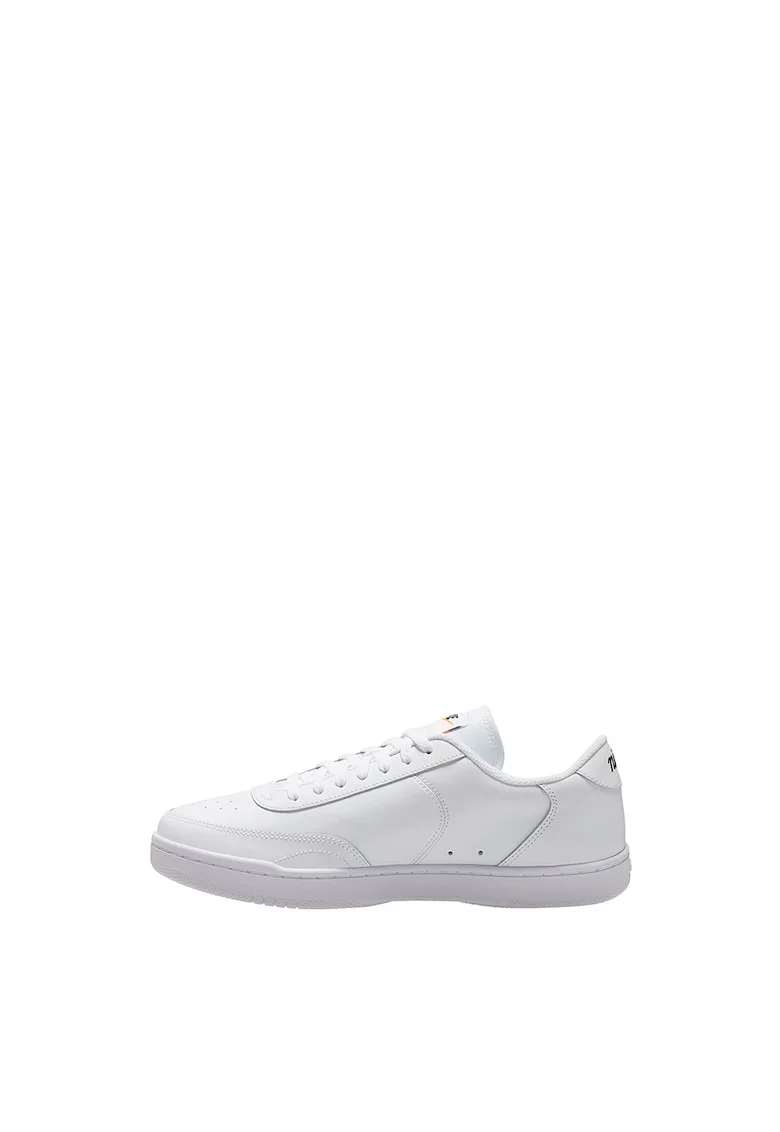 Pantofi sport cu insertii din piele Court Vintage, Alb
