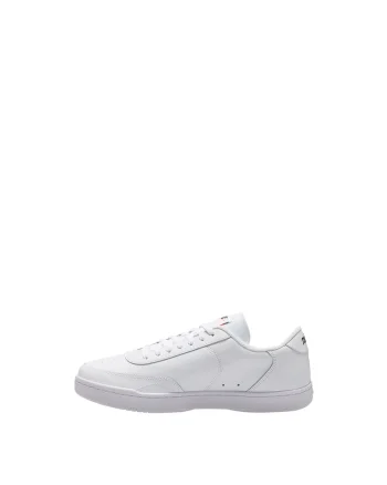 Pantofi sport cu insertii din piele Court Vintage, Alb