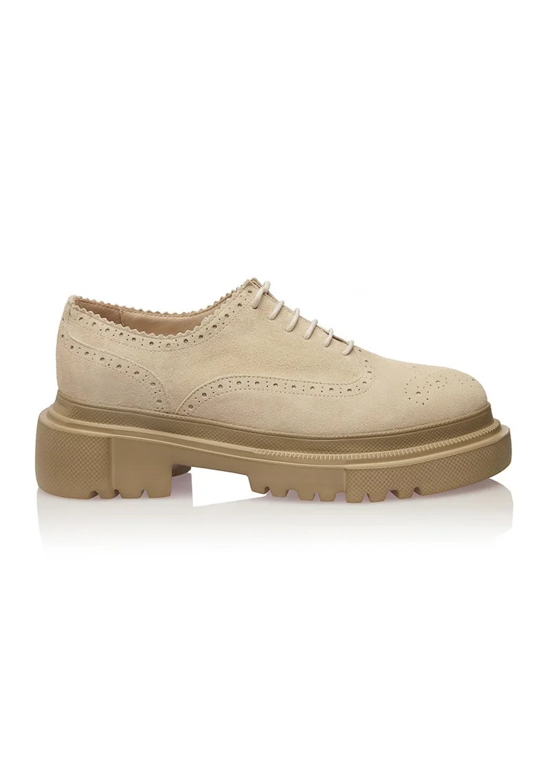 Pantofi Oxford din piele intoarsa