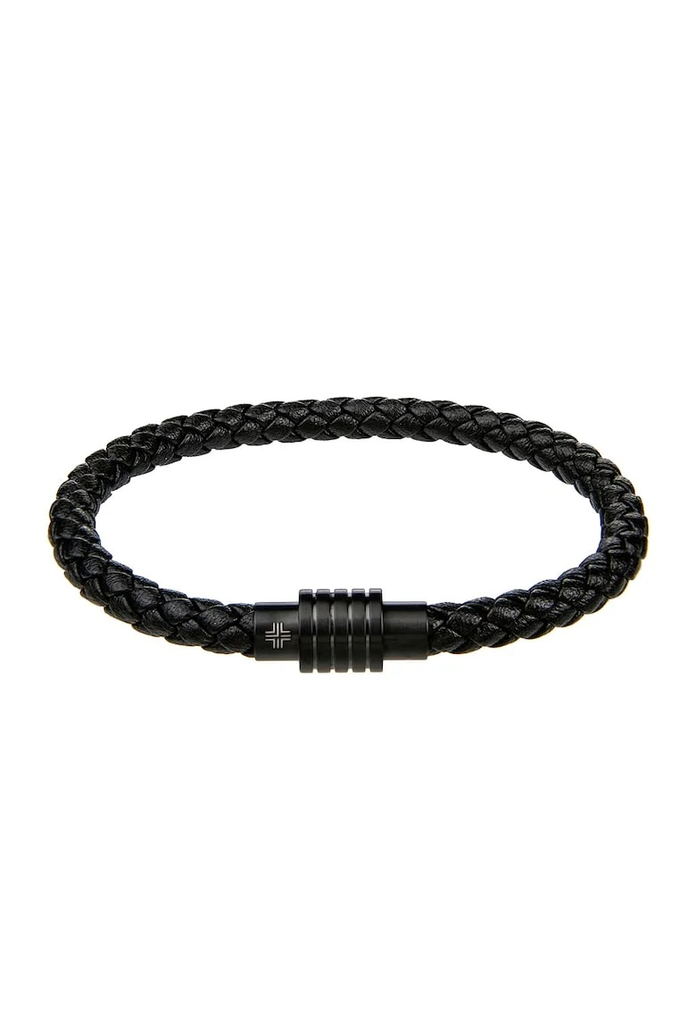Bratara impletita din piele Hugo, Alb/Negru