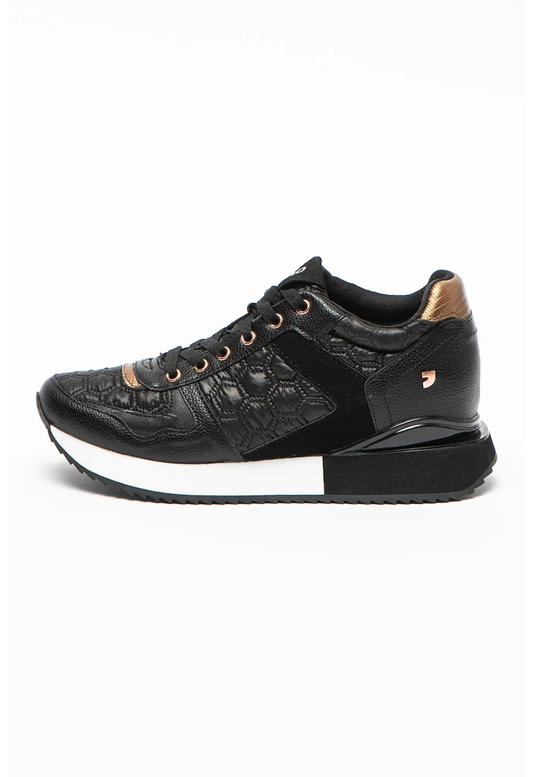 Pantofi sport de piele ecologica cu insertii de material textil Ulstein, Negru