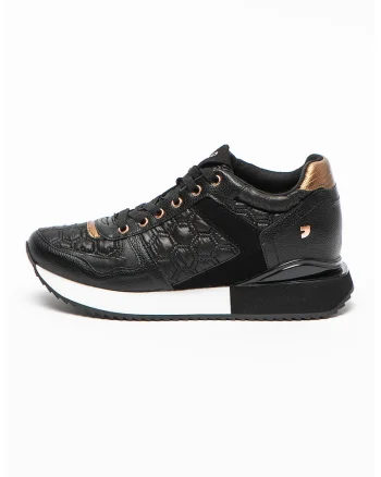 Pantofi sport de piele ecologica cu insertii de material textil Ulstein, Negru
