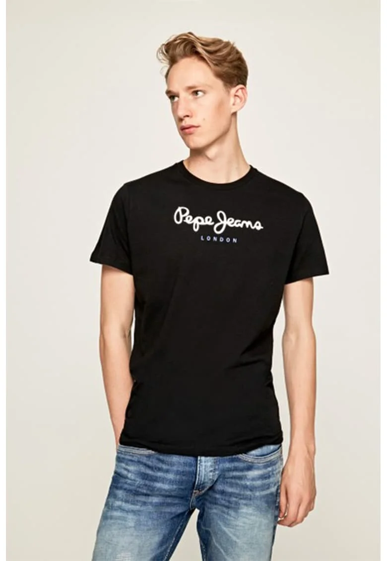 Tricou din bumbac Eggo, Alb/Negru