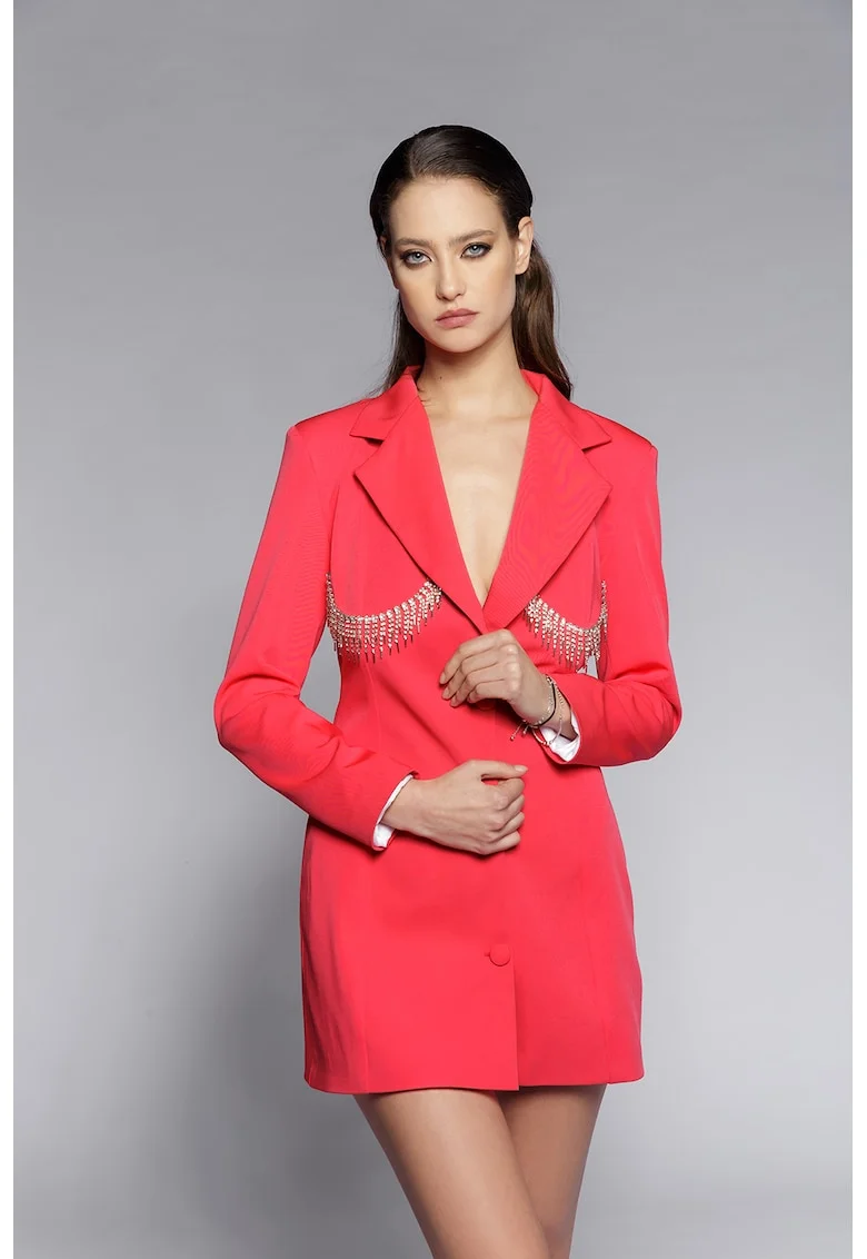 Rochie tip sacou cu spate decupat, Fucsia
