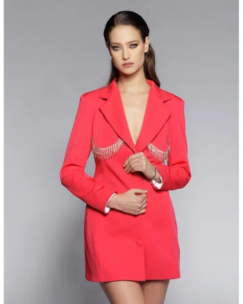 Rochie tip sacou cu spate decupat, Fucsia