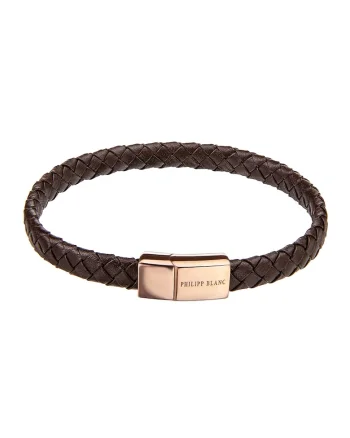 Bratara din piele cu aspect impletit, Maro/Maro bronz