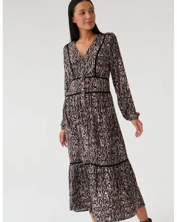 Rochie cu model si decolteu in V Alma, Alb/Negru