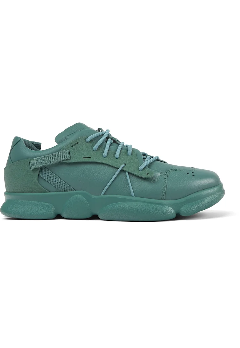 Pantofi sport low-cut din piele, Turcoaz inchis