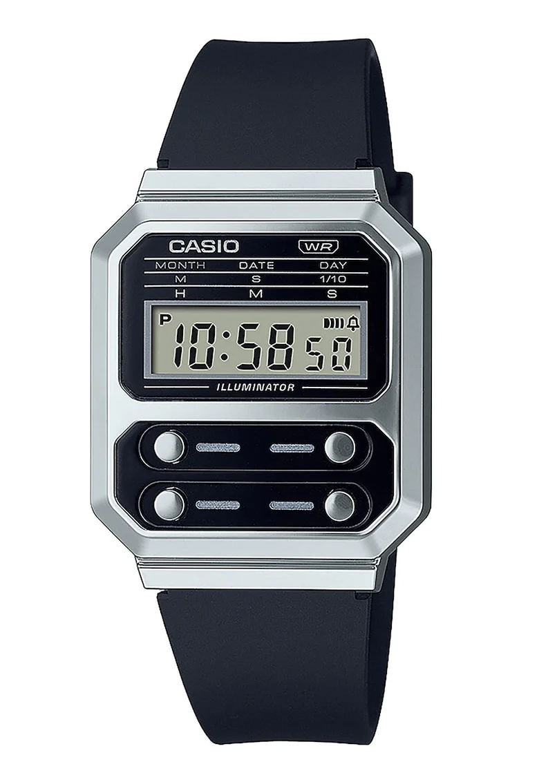Ceas digital unisex, Argintiu/Negru