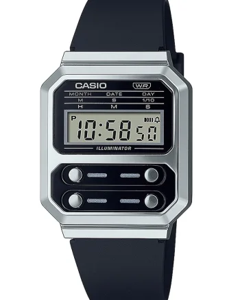 Ceas digital unisex, Argintiu/Negru