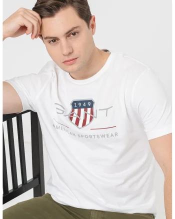 Tricou din bumbac cu model logo, Alb