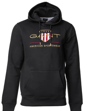 Hanorac cu broderie logo Archive Shield, Negru