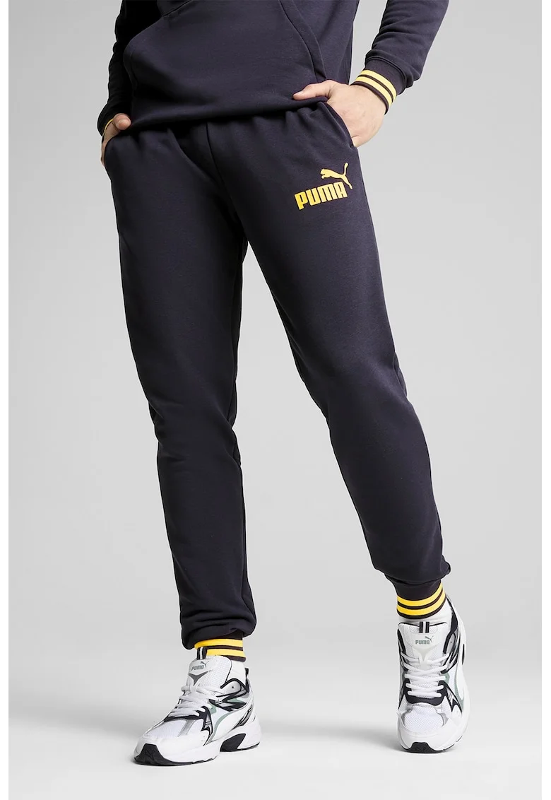 Pantaloni de trening din amestec de bumbac cu mansete elastice, Albastru ultramarin