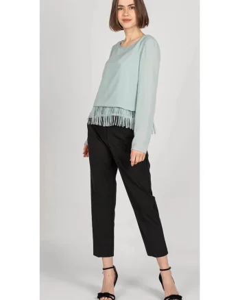 Bluza cu franjuri, Azur, 40
