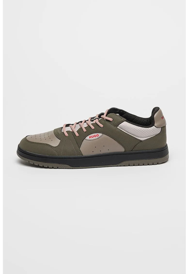 Pantofi sport din material textil cu model Hadrian, Negru/Verde padure/Maro taupe