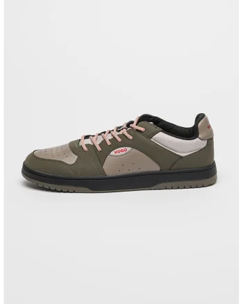 Pantofi sport din material textil cu model Hadrian, Negru/Verde padure/Maro taupe