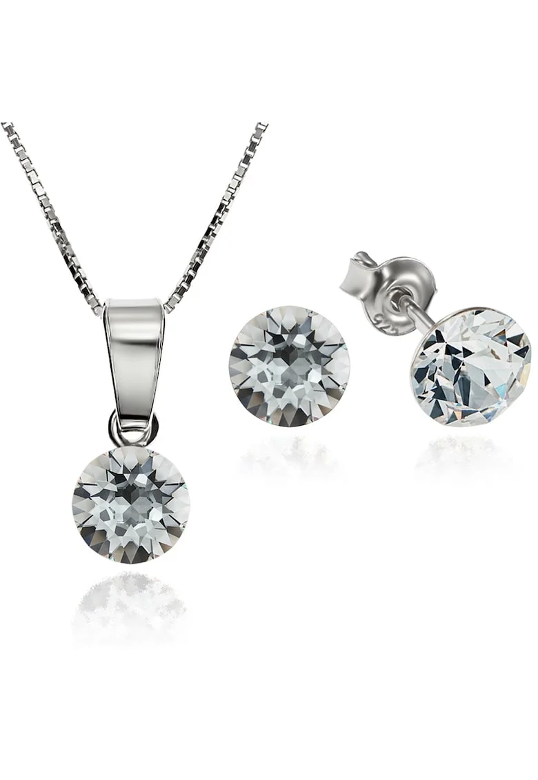 Set Argint 925 placat cu rodiu cu cristale Swarovski® Xirius Light Azore 6mm Surub + Lant