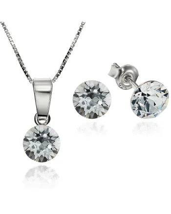 Set Argint 925 placat cu rodiu cu cristale Swarovski® Xirius Light Azore 6mm Surub + Lant