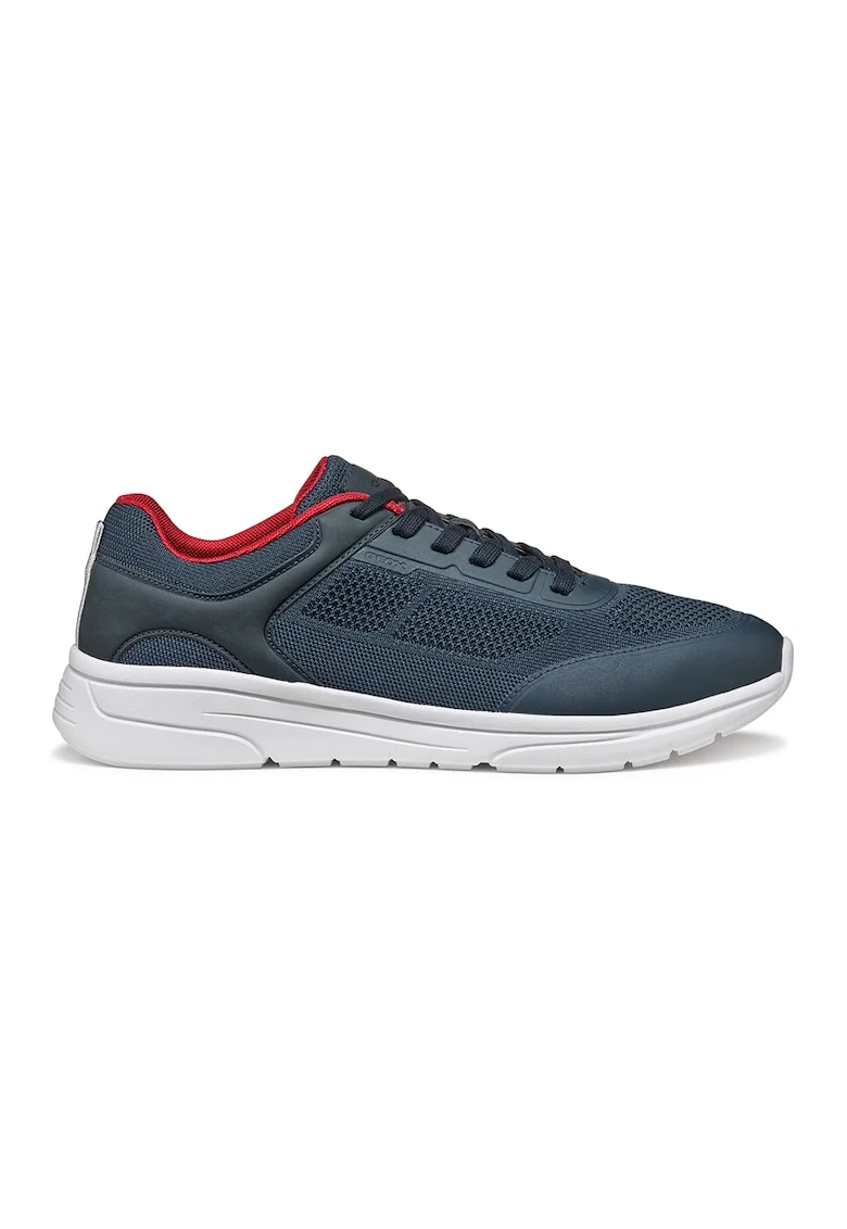 Pantofi sport cu insertii de piele ecologica, Rosu/Alb optic/Bleumarin