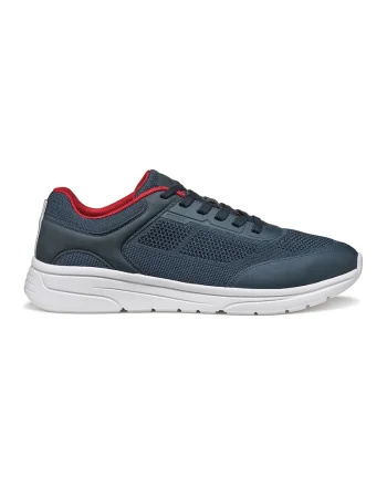 Pantofi sport cu insertii de piele ecologica, Rosu/Alb optic/Bleumarin