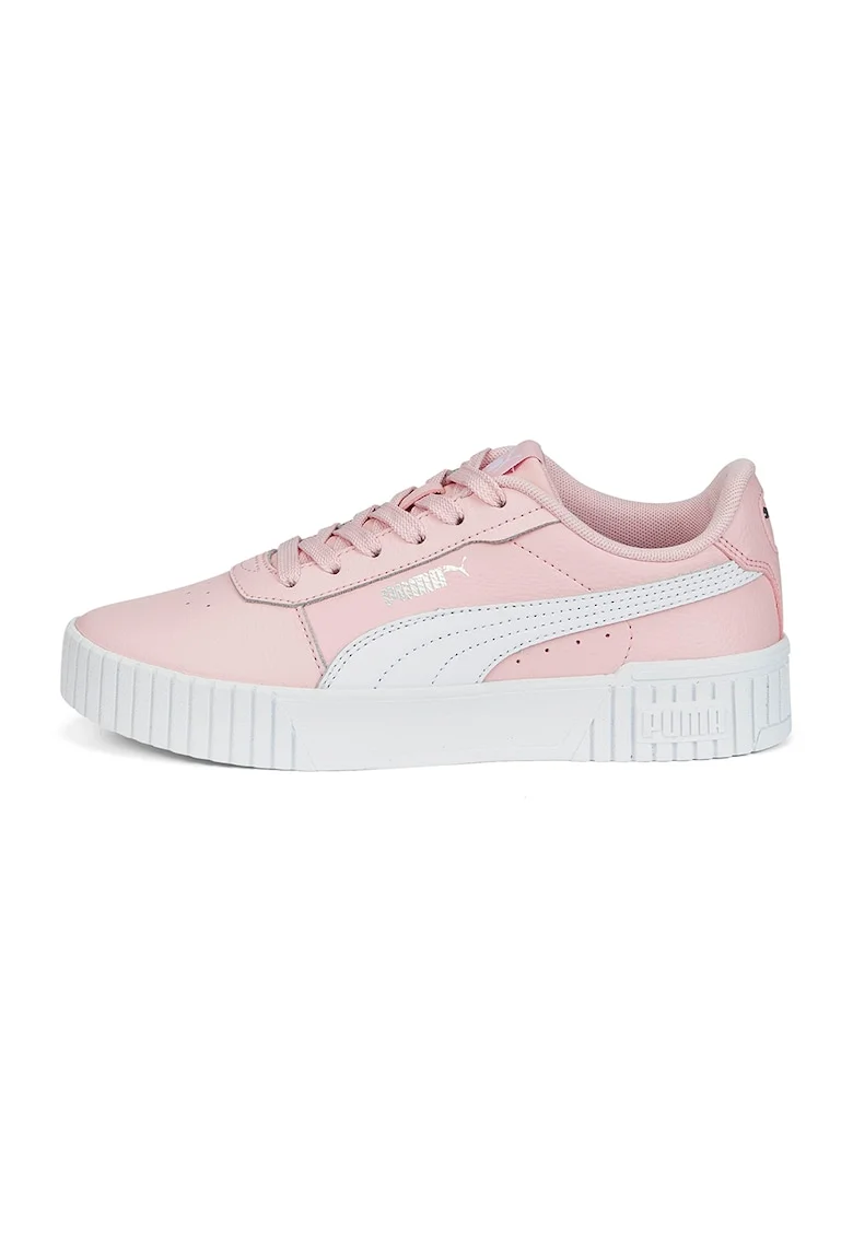 Pantofi sport cu insertii de piele Carina 2.0, Alb/Roz pastel
