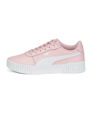 Pantofi sport cu insertii de piele Carina 2.0, Alb/Roz pastel