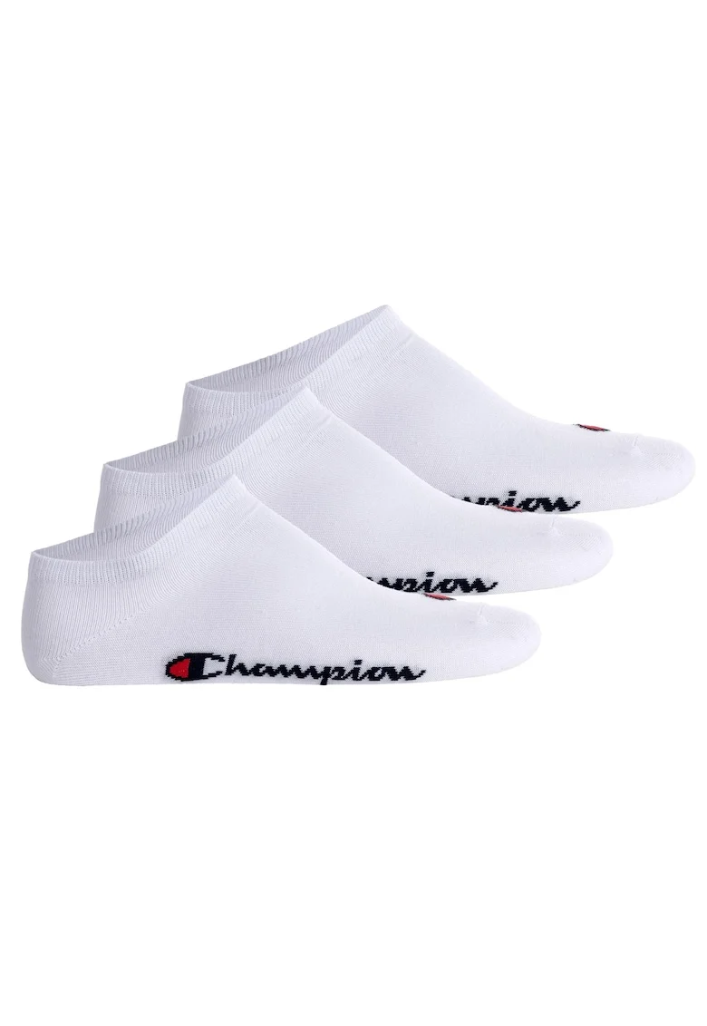Set de sosete unisex pana la glezna cu logo - 3 perechi, Alb