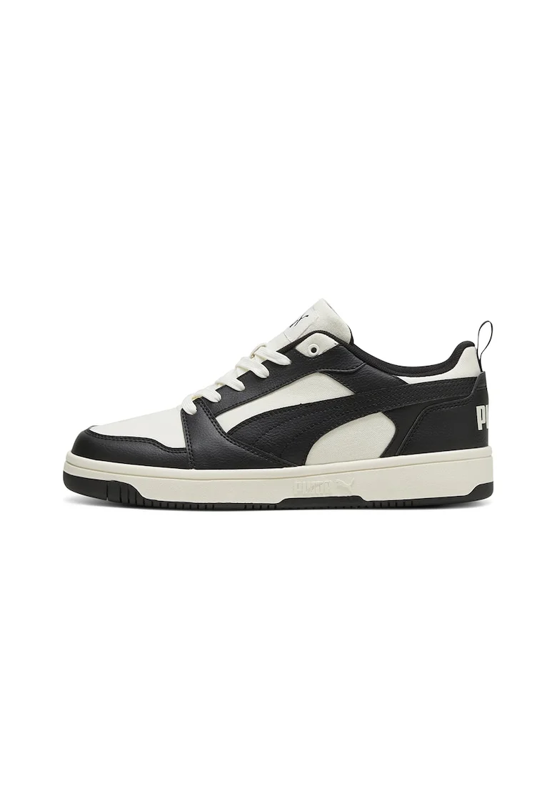 Pantofi sport low-cut din piele ecologica Rebound v6, Negru/Alb murdar