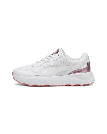 Pantofi sport din plasa cu garnituri din piele ecologica Runtamed, Alb murdar/Roz