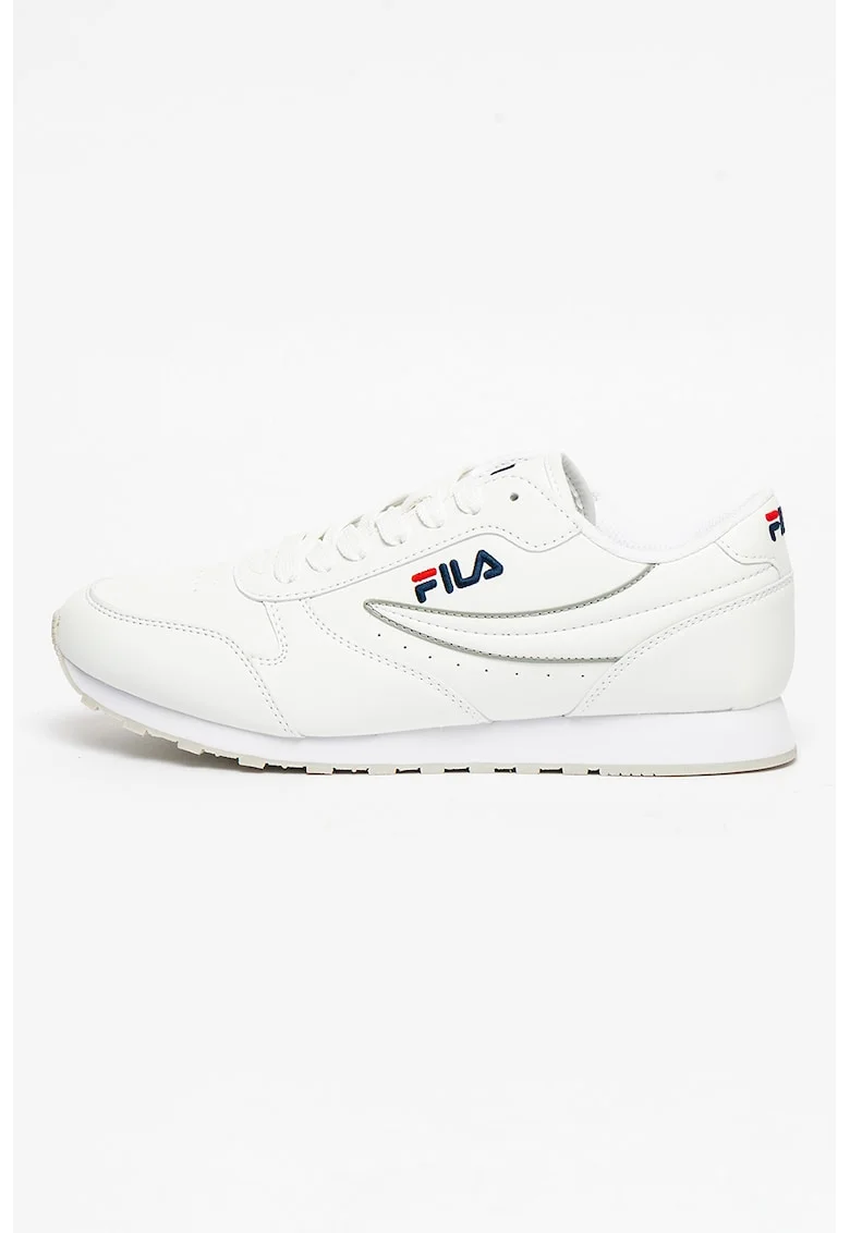 Pantofi sport de piele ecologica cu logo brodat Orbit Low, Alb optic