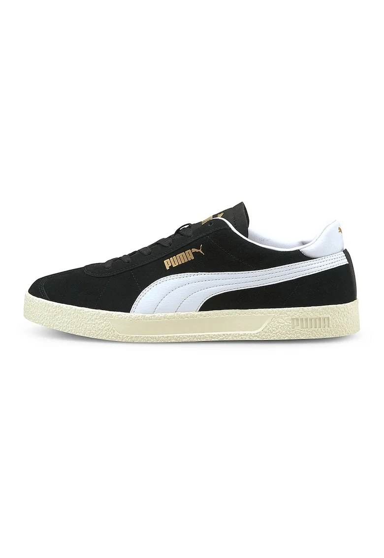 Pantofi sport de piele intoarsa cu logo Club, Alb/Negru