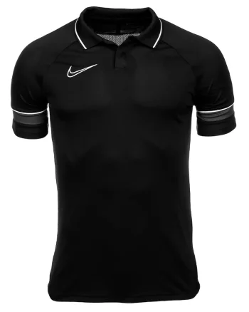 Tricou polo DF Academy 21,  Poliester,Negru/Alb