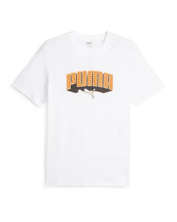Tricou de bumbac cu imprimeu logo, Alb/Portocaliu